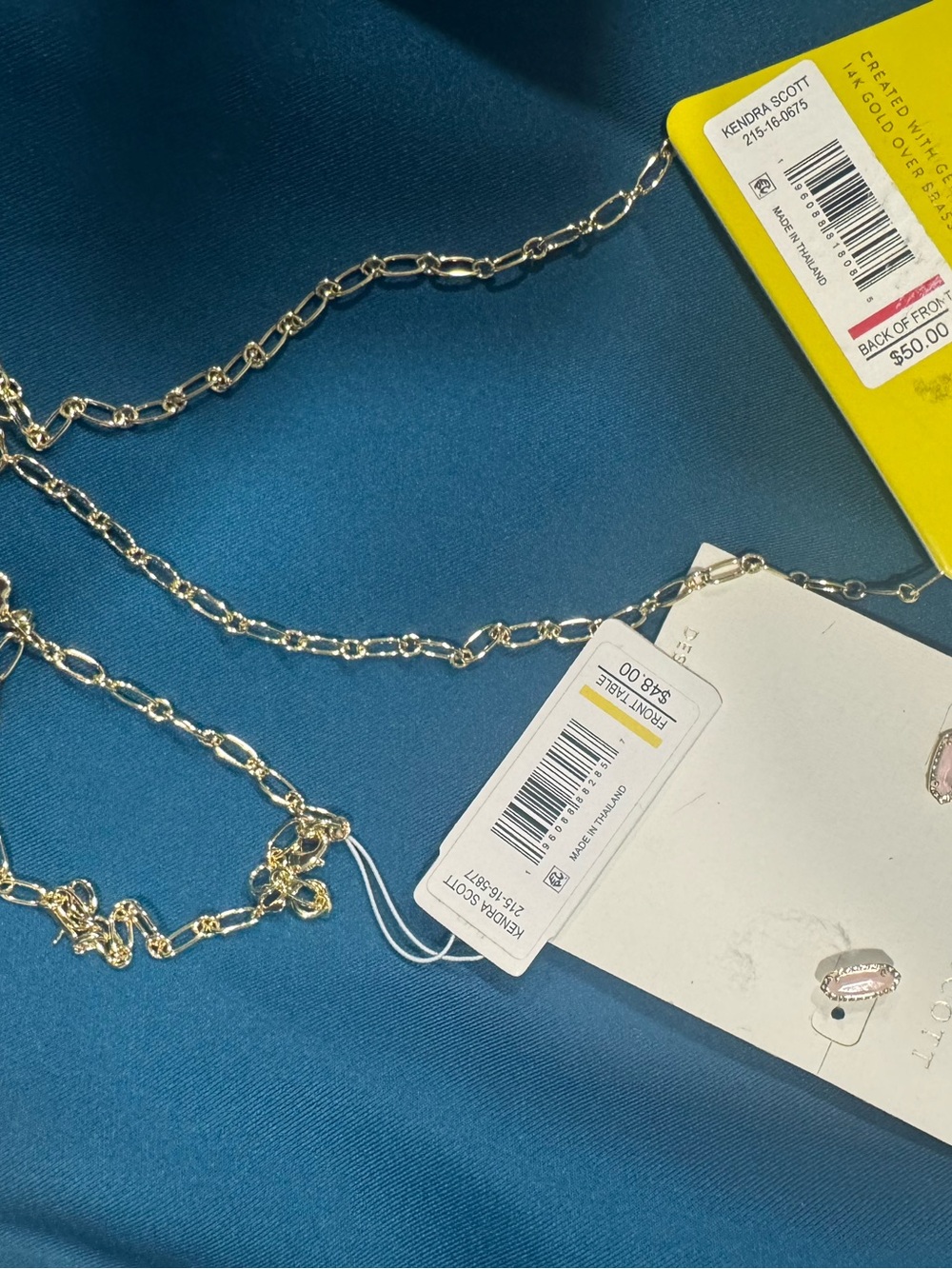 Kendra Scott Gold Link Chain Necklace  earrings and bracelet- Shiny Gold Finish